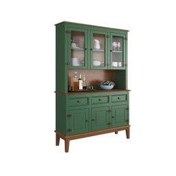 Arca e Oratório 6 Portas e 3 Gavetas - Madeira Maciça - Verde - 1
