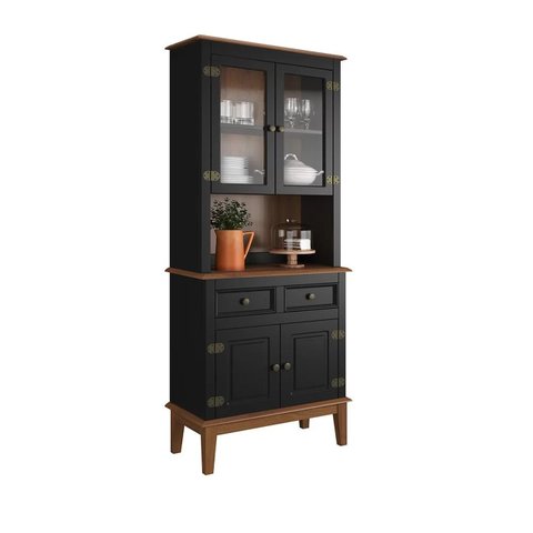 Arca e Oratório 4 Portas e 2 Gavetas - Madeira Maciça - Preto