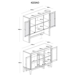 Arca e Oratório 5 Portas - Madeira Maciça - Verniz Amêndoa - 5