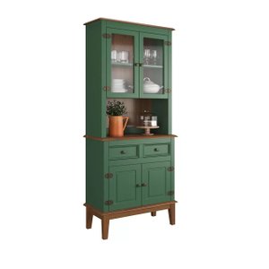 Arca e Oratório 4 Portas e 2 Gavetas - Madeira Maciça - Verde