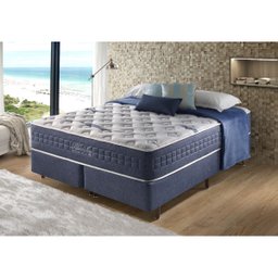 Conjunto Cama Box +colchão King Size com Molas Ensacadas e Espuma Visco Gel Blue Sea – Anjos - 1