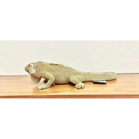 Decoração Escultura Iguana Dourada em Polirresina Mart 17478