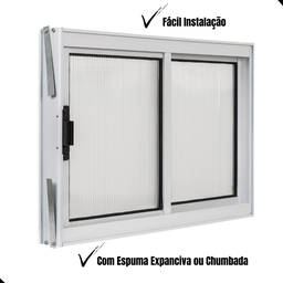 Janela de Correr 2 Folhas Ideal para Todos Os Ambientes A60l80 em Alumínio Branco e Policarbonato - 4