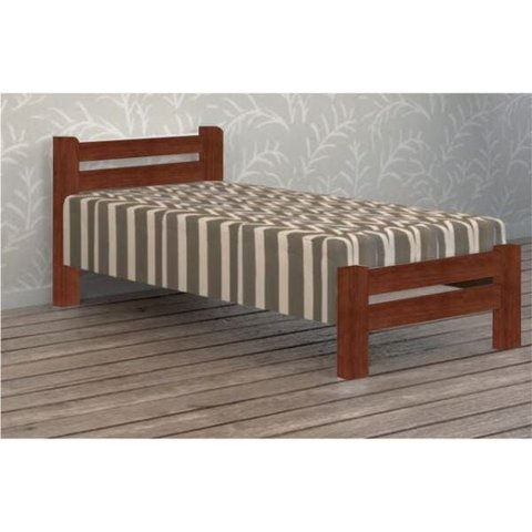 Cama de Solteiro Piazza de Madeira Maciça Tauari - Cor Castanho