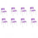 Ver imagem 1 de Kit 8 Cadeira Iso Infantil Creche, Base Branco Lilas
