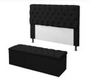 Ver imagem 1 de Kit Cabeceira e Calçadeira Baú Mirage King 195cm Renascer Decor:Preto