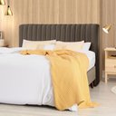 Ver imagem 1 de Cabeceira Cama Box Casal 1,40m Estofada Havai Veludo Marrom