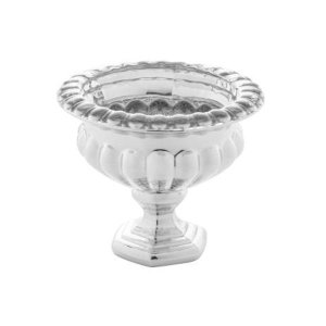 Centro de Mesa Cristal Chumbo com Pé Sussex Prata Metalizado