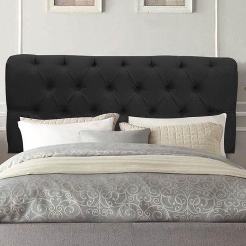 Painel Cabeceira Estofada Paris 100cm Cama Box Solteiro Corino Preto- Mabe Magazine