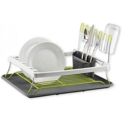 Escorredor Louças Suporte Ecolumi Tendeze Cinza e Verde