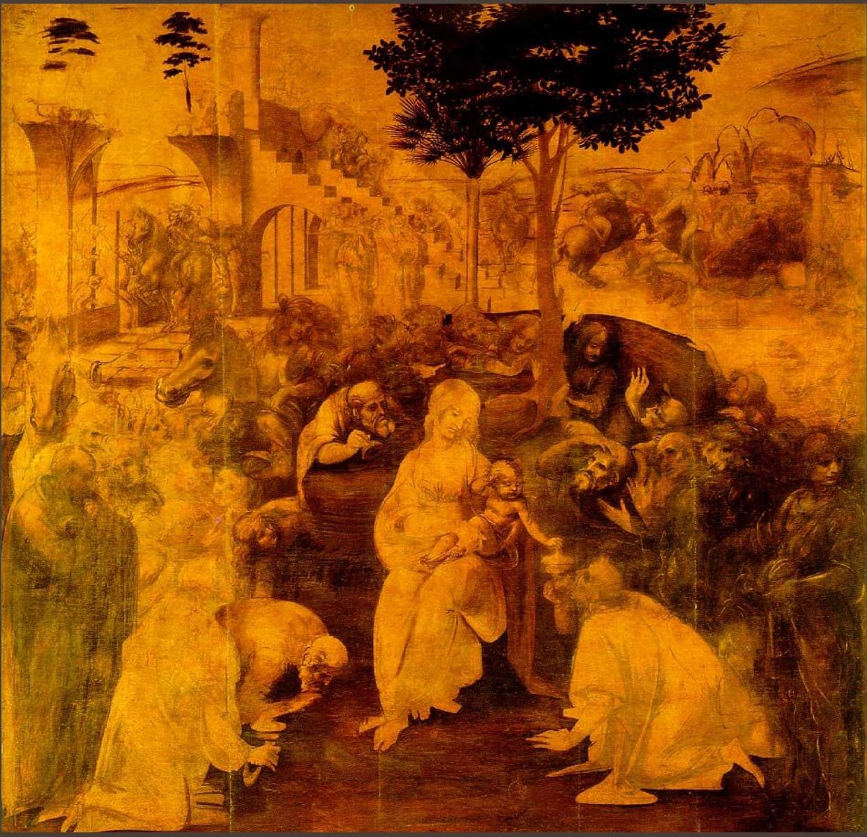 Quadro Leonardo da Vinci A Adoração dos Magos c/Vidro:Madeira - 4