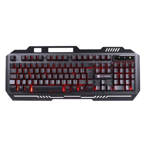 TECLADO GAMER VX GAMING SHIELD ABNT2 MULTIMIDIA LED VERMELHO 1.8 METROS USB COM TOPO EM METAL SENSAC - 2