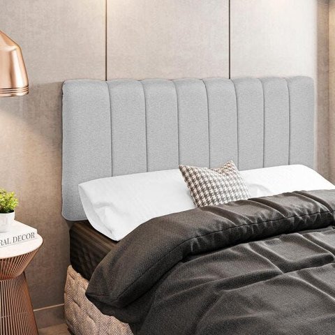 Cabeceira Cama Box Painel Solteiro 100 cm Dubai W01 Linho Cinza - Lyam Decor
