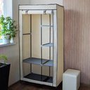 Ver imagem 2 de Guarda Roupa Duplo Cabideiro Arara Roupas Sapateira Prateleiras Armario Compacto Organizador Bege