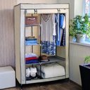 Ver imagem 4 de Guarda Roupa Duplo Cabideiro Arara Roupas Sapateira Prateleiras Armario Compacto Organizador Bege