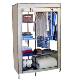 Guarda Roupa Duplo Cabideiro Arara Roupas Sapateira Prateleiras Armario Compacto Organizador Bege - 1