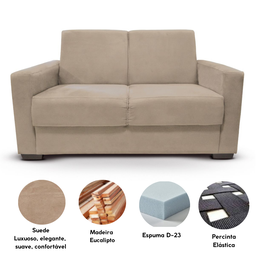 Sofá Estofado 2 Lugares Sala Estar Recepção Lavínia Suede:bege - 4