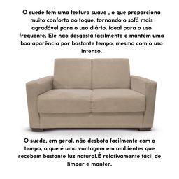 Sofá Estofado 2 Lugares Sala Estar Recepção Lavínia Suede:bege - 5