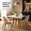 Ver imagem 6 de Mesa de Jantar Santiago 90x90 cm Madeira Maciça com Tampo de Vidro Mel Off White