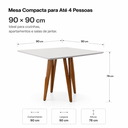 Ver imagem 3 de Mesa de Jantar Santiago 90x90 cm Madeira Maciça com Tampo de Vidro Mel Off White