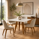 Ver imagem 2 de Mesa de Jantar Santiago 90x90 cm Madeira Maciça com Tampo de Vidro Mel Off White