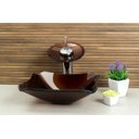 Ver imagem 2 de Kit Banheiro Cuba de Vidro Retrô 33 cm + Torneira Cascata + Válvula - Marrom