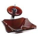 Ver imagem 3 de Kit Banheiro Cuba de Vidro Retrô 33 cm + Torneira Cascata + Válvula - Marrom