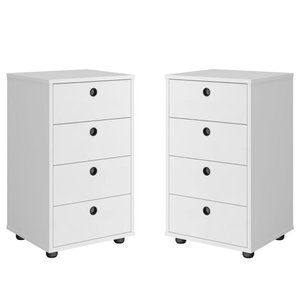 Kit 2 Mesas de Cabeceira Classic 4 Gavetas Branco