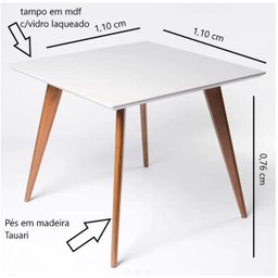 Mesa de Jantar Quadrada Sofia 1,10x1,10cm Tampo Offwitte - 2