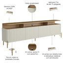 Ver imagem 3 de Rack para Sala de Estar Tv 75 Pol 4 Portas Brise 220cm Pés Dourado Clio I03 Louro Luna - Lyam