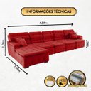 Ver imagem 2 de Sofá Orlando 4.20x1.90m com Chaise, Retrátil e Reclinável - Vermelho