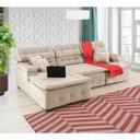 Ver imagem 1 de Sofá Orlando 2.80x2.10m com Chaise, Retrátil e Reclinável - Bege