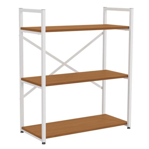 Estante Baixa 3 Prateleiras 87x72 Cm Li007 Canela Branco