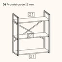 Ver imagem 2 de Estante Baixa 3 Prateleiras 87x72 Cm Li007 Canela Branco