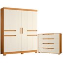 Ver imagem 1 de Guarda Roupa Casal Olimpia 10 Portas e Cômoda Doble Cinamomo Off White Flex - Móveis Albatroz
