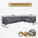 Ver imagem 2 de Sofá Magno 4.57x2.57m de Canto, Retrátil e Reclinável - Chumbo