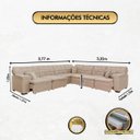 Ver imagem 2 de Sofá Magno 3.77x3.32m de Canto, Retrátil e Reclinável - Bege