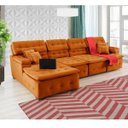 Ver imagem 1 de Sofá Orlando 3.45x1.50m com Chaise, Retrátil e Reclinável - Terra