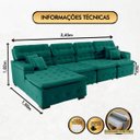 Ver imagem 2 de Sofá Orlando 3.45x1.50m com Chaise, Retrátil e Reclinável - Verde