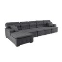 Ver imagem 4 de Sofá Orlando 4.20x1.70m com Chaise, Retrátil e Reclinável - Chumbo