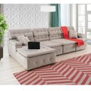 Ver imagem 1 de Sofá Orlando 3.45x1.90m com Chaise, Retrátil e Reclinável - Avelã