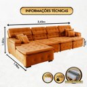 Ver imagem 2 de Sofá Orlando 3.45x1.90m com Chaise, Retrátil e Reclinável - Terra
