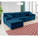 Ver imagem 3 de Sofá Orlando 3.45x2.10m com Chaise, Retrátil e Reclinável - Azul