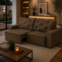Ver imagem 1 de Sofá Retrátil 3 Lugares com Molas 1,80m Ayla Suede Marrom
