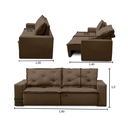 Ver imagem 2 de Sofá Retrátil 3 Lugares com Molas 1,80m Ayla Suede Marrom
