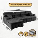 Ver imagem 2 de Sofá Orlando 3.45x2.10m com Chaise, Retrátil e Reclinável - Preto