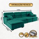 Ver imagem 2 de Sofá Orlando 3.45x2.10m com Chaise, Retrátil e Reclinável - Verde