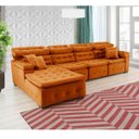 Ver imagem 3 de Sofá Orlando 3.45x2.10m com Chaise, Retrátil e Reclinável - Terra