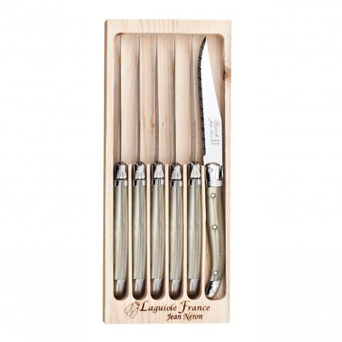 6 Facas em Inox Laguiole Champagne