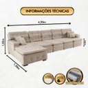 Ver imagem 2 de Sofá Orlando 4.20x1.50m com Chaise, Retrátil e Reclinável - Bege